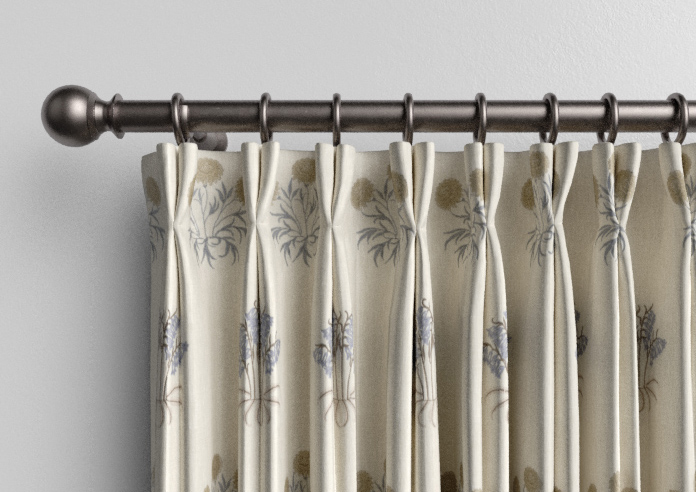 William Morris Lily Flower Embroidery, Woad - Made to Measure Curtains - Image 10